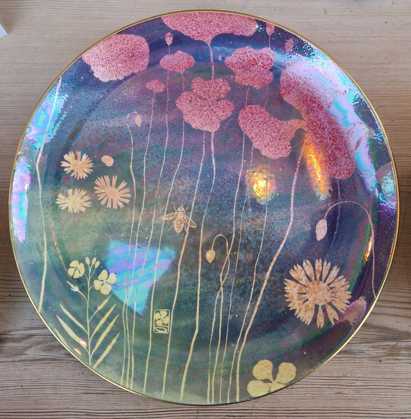 JC2401 Wild Glories of the Corn Lustre Hand painted plate 1983 by Jonathan Cox