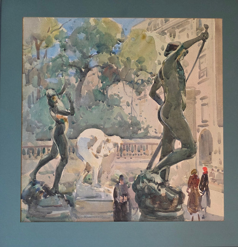 AHKH3 Near Luxembourg Gallery c1920s watercolour by Arthur Henry Knighton-Hammond