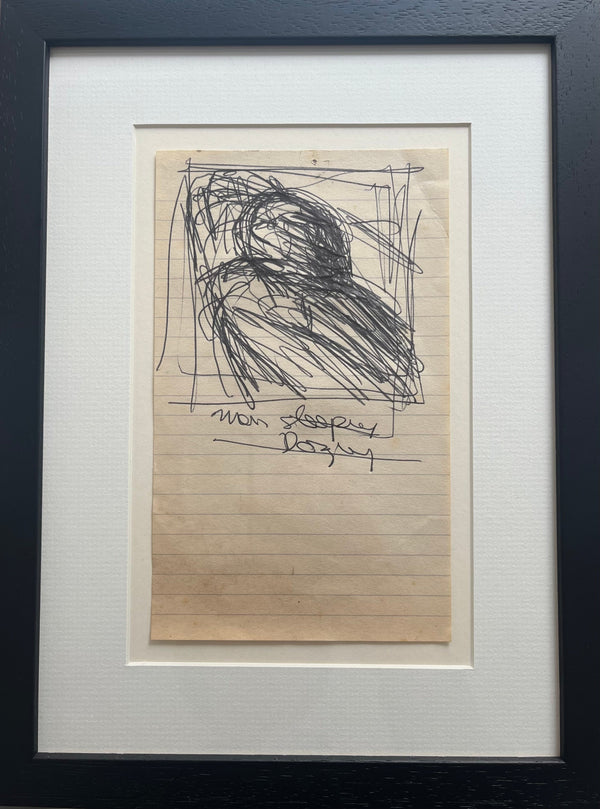 SOPD016 Man Sleeping Dozing No. 8 Original Drawing c1980s by Arthur Berry