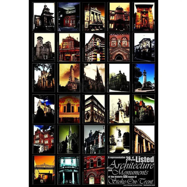 28 Listed Buildings of Stoke on Trent Print by Ian Pearsall Print from Barewall Art Gallery