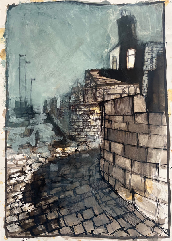IPSTS039. Cobbled Street (Dusk) 2025 by Ian Pearsall