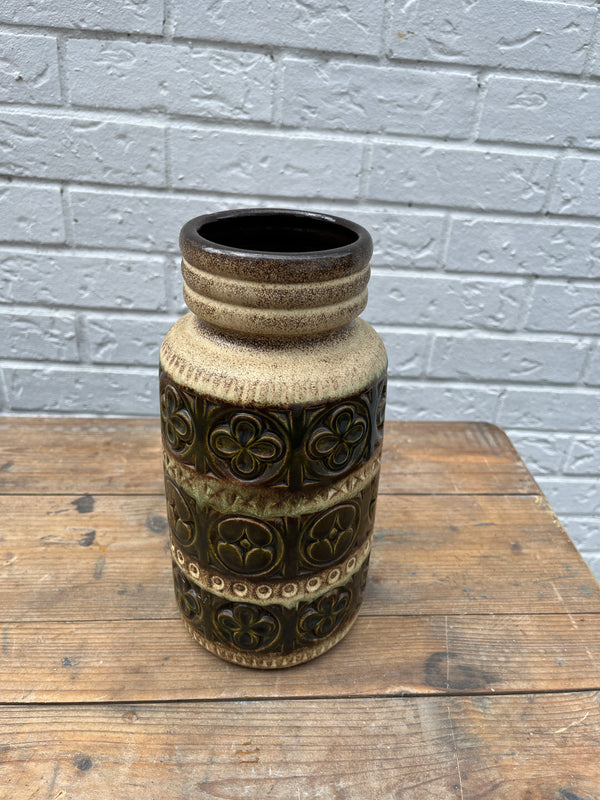 Mid Century West German Scheurich Green and Beige mid size Vase by Lost and Found Projects