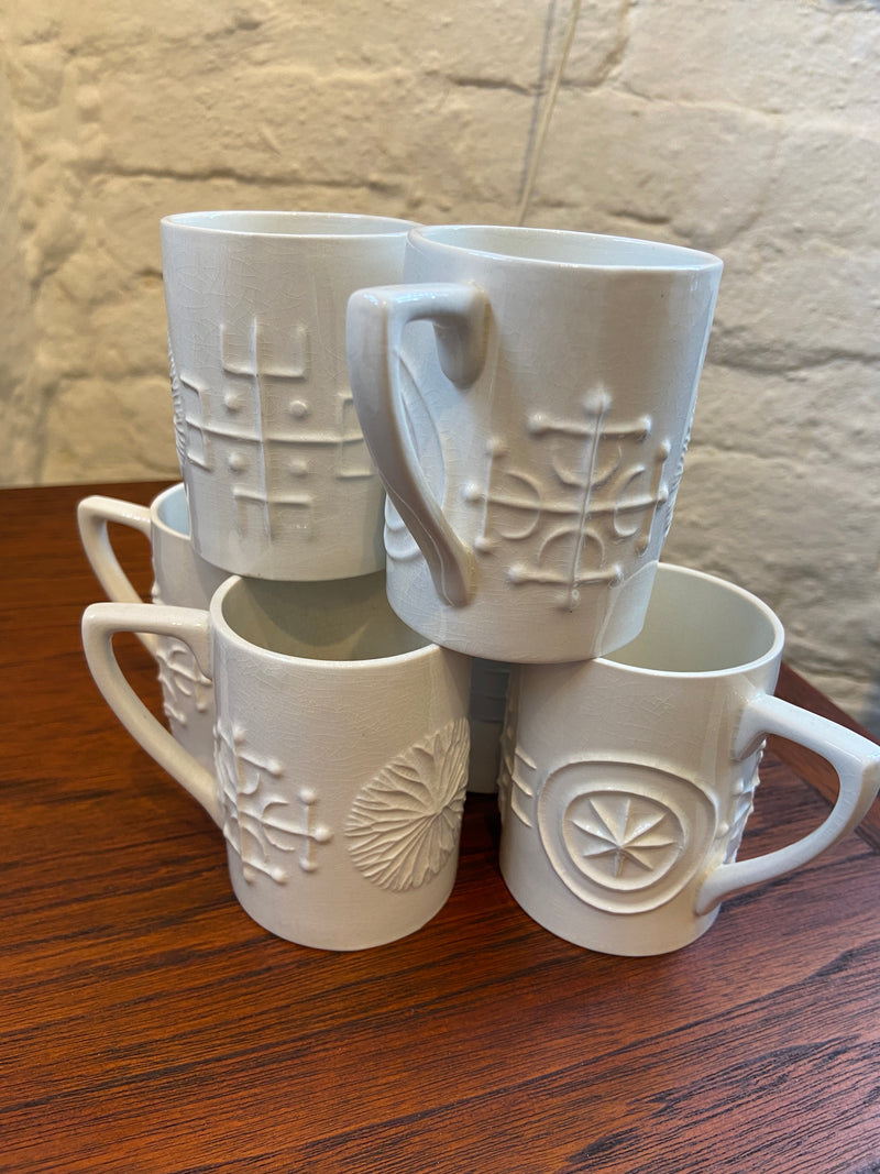 Mid-Century Portmeirion Totem Cup Set (6) Vit från Lost and Found Projects