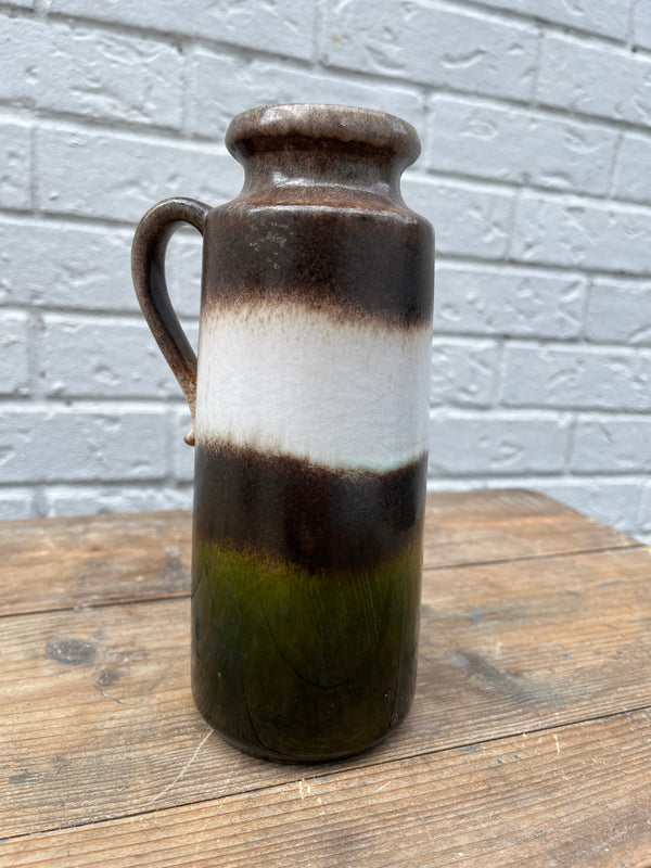Mid Century West German Scheurich Green and Brown Wave mid size Jug by Lost and Found Projects