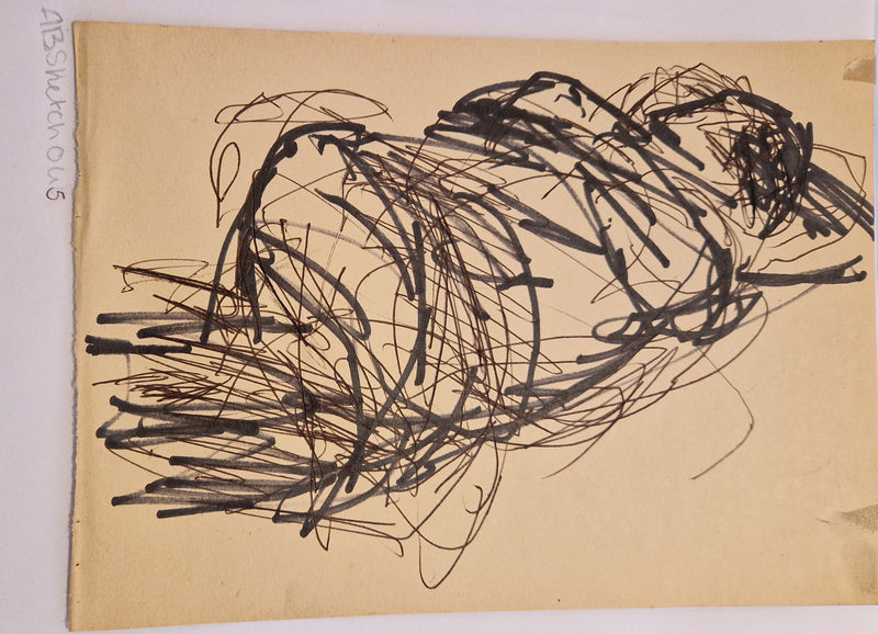 ABD045 Woman Sleeping drawing c1980s found Arthur Berry Archive
