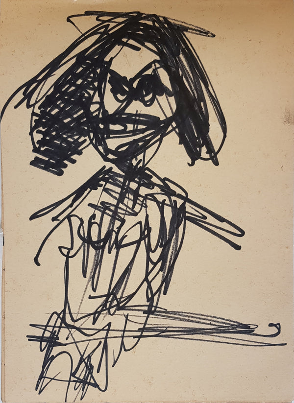 ABD047 Figure drawing drawing 1980s found in Arthur Berry Archive