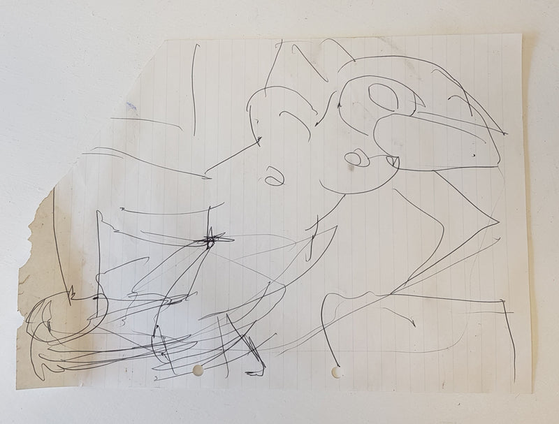 ABD064 Figure Bathing drawing c1980s found Arthur Berry Archive