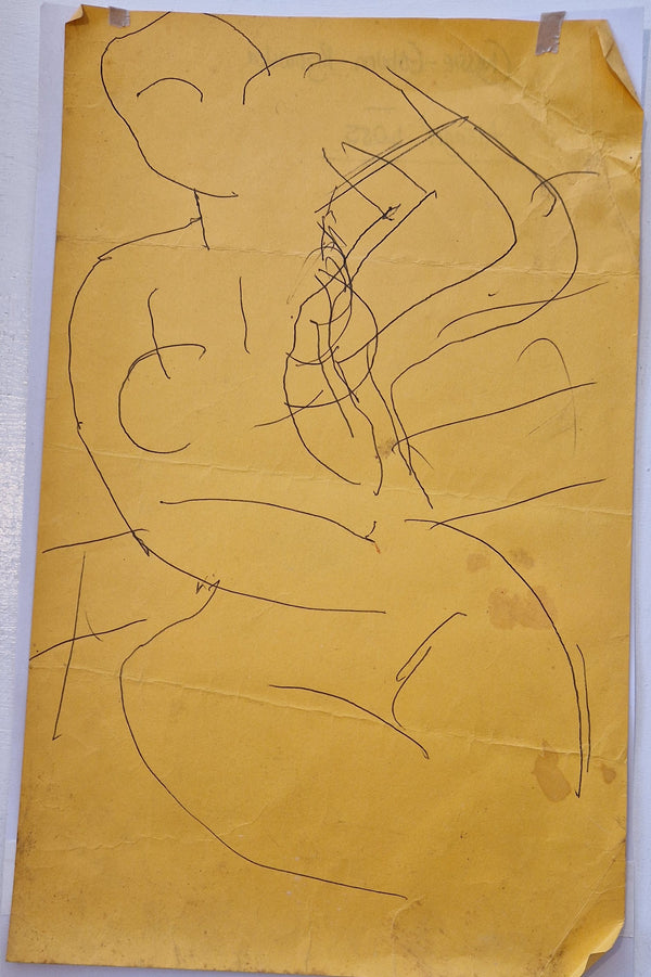 ABD067 Female Nude Seated drawing c1980s found Arthur Berry Archive
