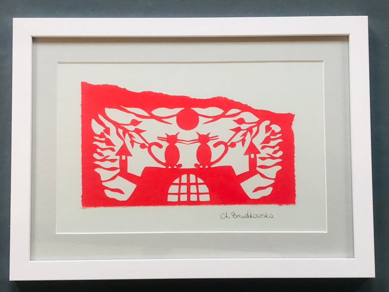Chatting Cats  Paper Cut by Aneta W Brudkowska
