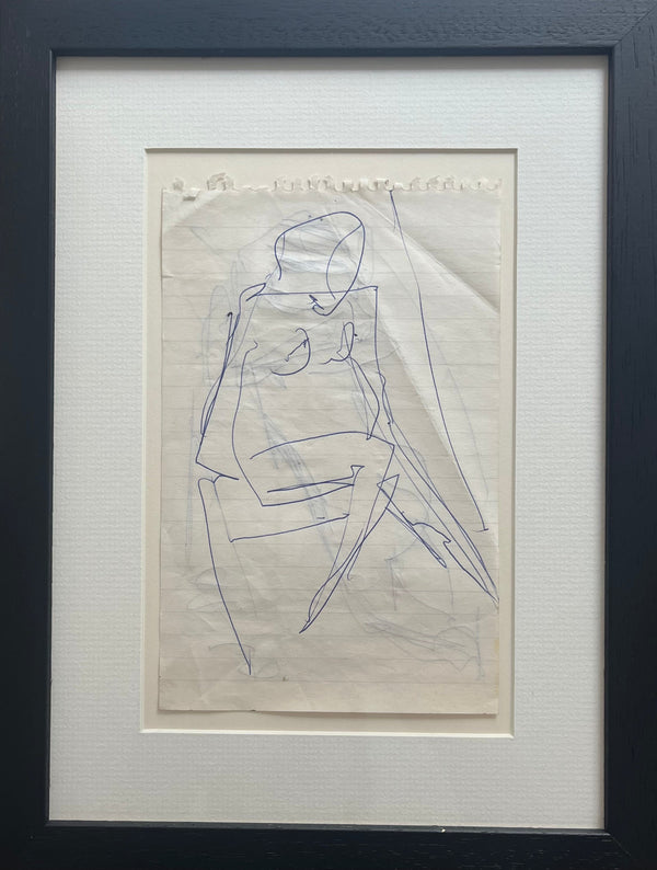 SOPD027 Female Nude Seated No. 58 Original Figure Sketch 1980s by Arthur Berry