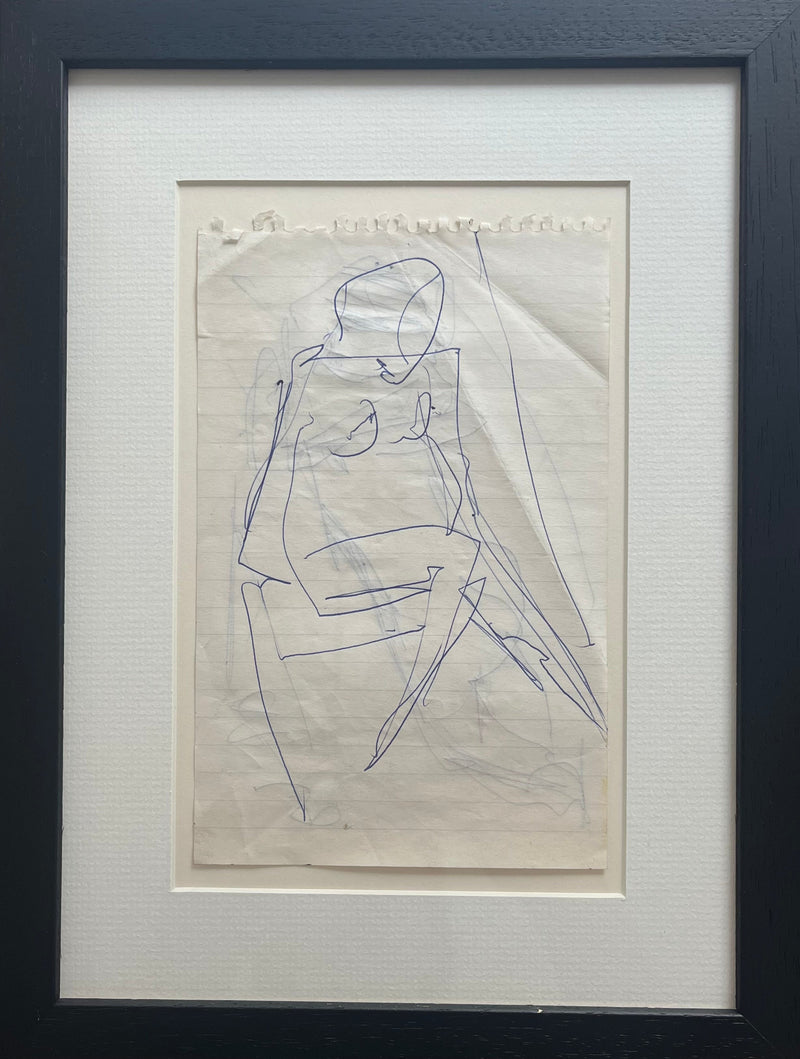 SOPD027 Female Nude Seated No. 58 Original Figure Sketch 1980s by Arthur Berry