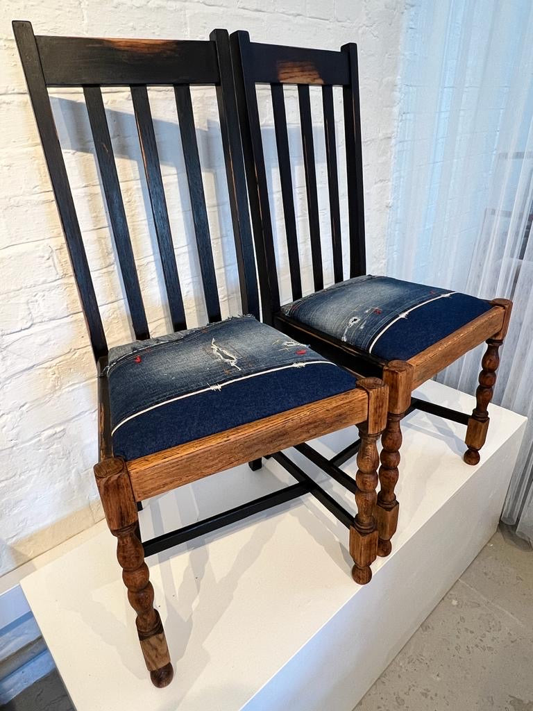 Vintage Denim Boro Dining Chair 1 by Lost and Found Projects