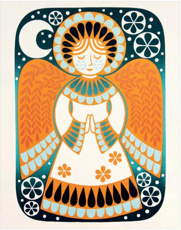 Set of 6 Angel 2025 Christmas Cards by Karoline Rerrie supporting Artists General Benevolent Institution Cards from Barewall Art Gallery