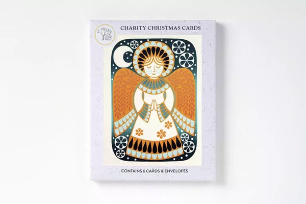 Set of 6 Angel 2025 Christmas Cards by Karoline Rerrie supporting Artists General Benevolent Institution Cards from Barewall Art Gallery