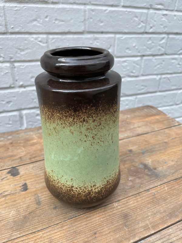Mid Century West German Scheurich Green and Brown Vase. By Lost and Found Projects
