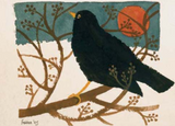 Blackbird in the Snow 2023 av Mary Fedden som stödjer Artists General Benevolent Institution