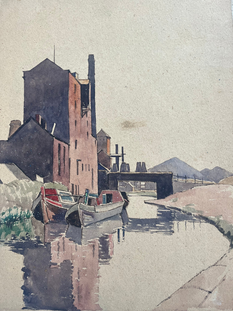 HBW028 Canal boats at Middleport 1930s by Harold Bennett