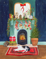Cosy Fireplace with Cat 2023 by Rachel Grant supporting Artists General Benevolent Institution