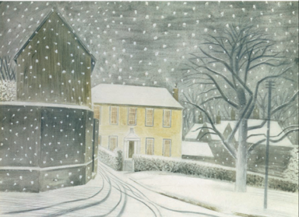 Set of 6 Christmas Cards for 2024 Halstead Road in Snow, 1935 by Eric Ravilious supporting Artists General Benevolent Institution Cards from Barewall Art Gallery