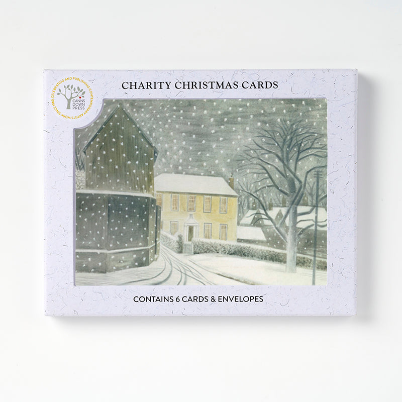 Set of 6 Christmas Cards for 2025 Halstead Road in Snow, 1935 by Eric Ravilious supporting Artists General Benevolent Institution Cards from Barewall Art Gallery