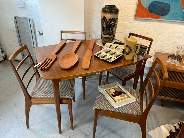 McIntosh Mid Century Teak Extending Dining Table and Four Dining Chairs. By Lost and Found Projects.