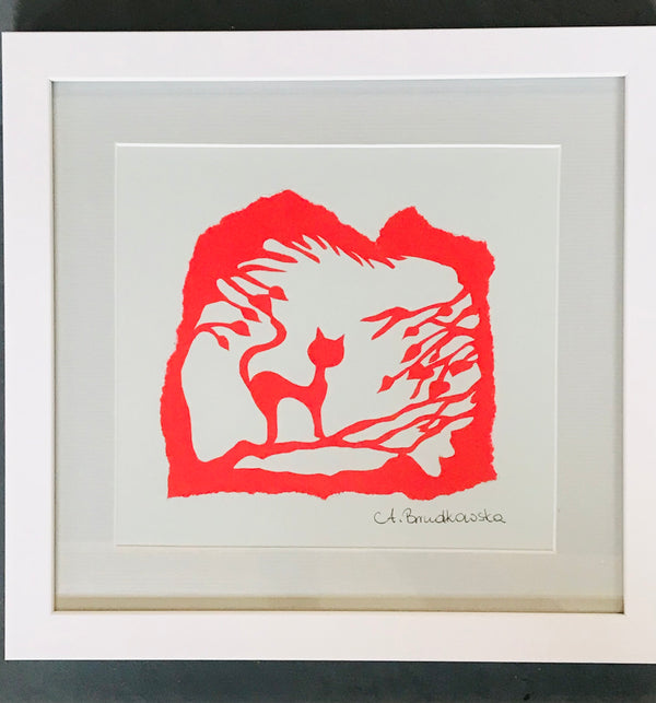 Cat on the Tree Paper Cut by Aneta W Brudkowska