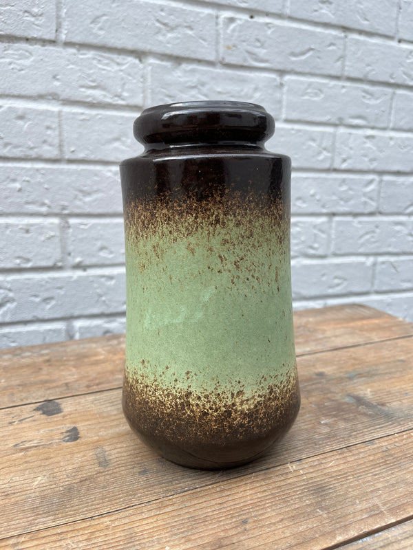 Mid Century West German Scheurich Green and Brown Vase. By Lost and Found Projects