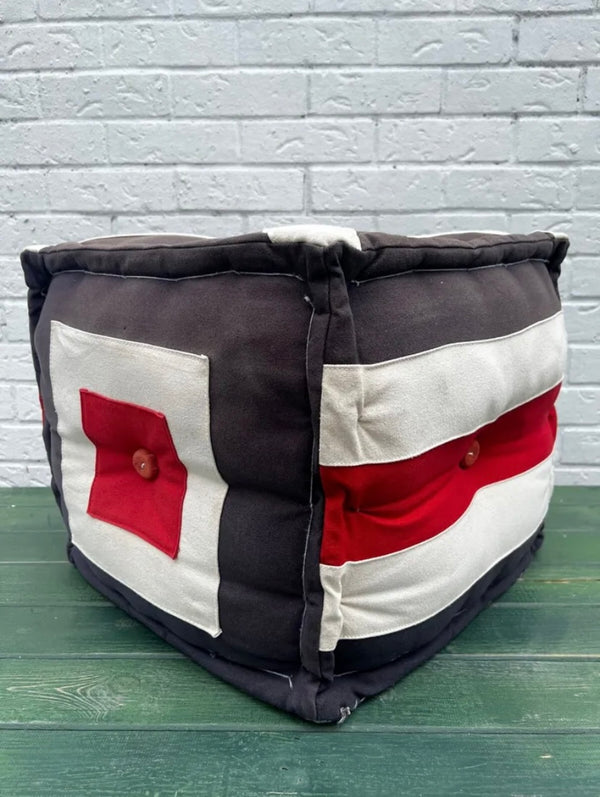 RE-PURPOSED VINTAGE SAIL CANVAS FOOT STOOL by Lost and Found Projects