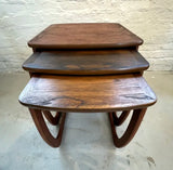 VINTAGE MIDCENTURY NATHAN SIDE TABLES: Nest of 3 occasional / side tables by Lost and Found Projects
