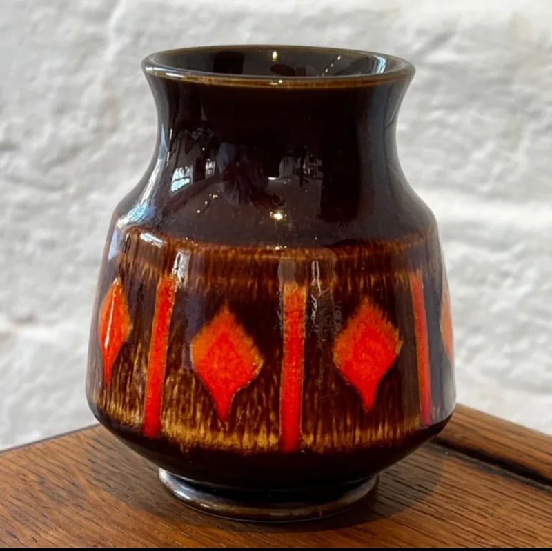 Orange Brown and Amber Vintage Mid-Century Poole Pottery Delphis Design 31 Vase by Lost and Found Projects