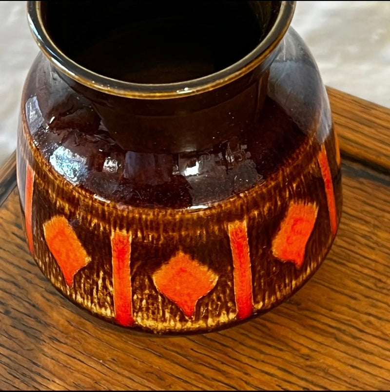 Orange Brown and Amber Vintage Mid-Century Poole Pottery Delphis Design 31 Vase by Lost and Found Projects