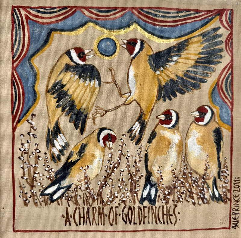 A Charm of Goldfinches - akryl på duk - Sue Prince (2011)