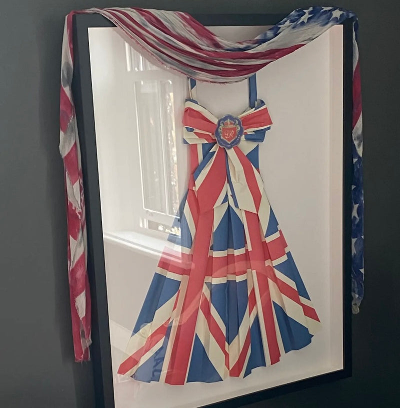 VINTAGE UNION FLAG ORIGAMI ART DRESS BOX FRAMED by Lost and Found Projects