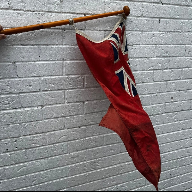 RETRO VINTAGE SEWN NAUTICAL FLAG ROPEWORK AND POLE  by Lost and Found Projects