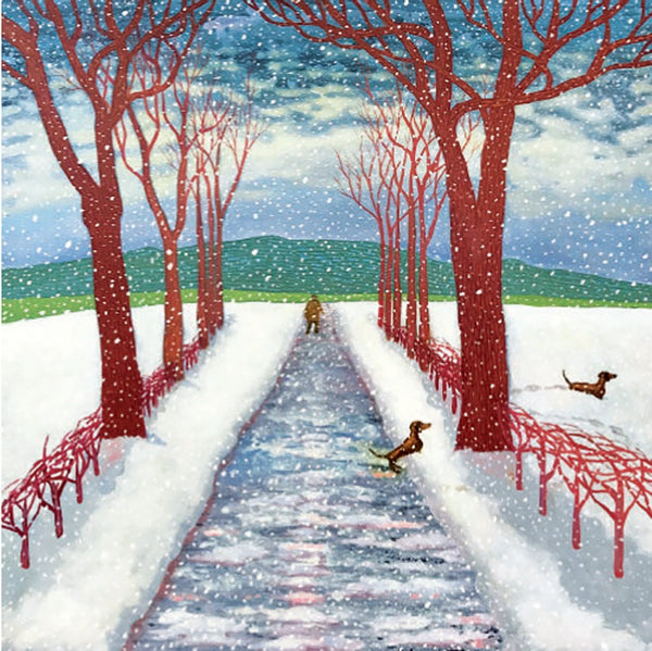 Hockney's Dog Winter 2023 by Mychael Barratt supporting Artists General Benevolent Institution