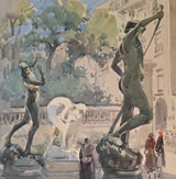 AHKH3 Near Luxembourg Gallery c1920s watercolour by Arthur Henry Knighton-Hammond
