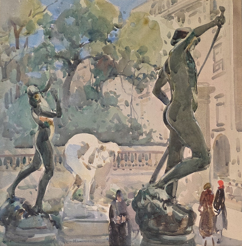 AHKH3 Near Luxembourg Gallery c1920s watercolour by Arthur Henry Knighton-Hammond