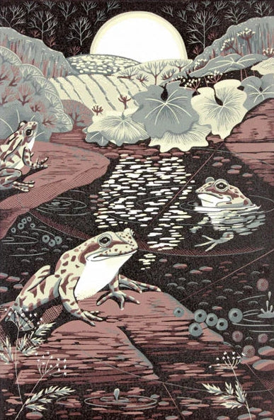 Night Swimming Lino Print 2025 by Lousie Edwards