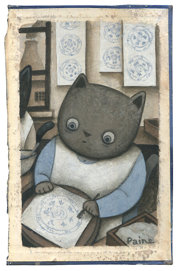Clay Dust - Cat Tissue Transfer original art  by Paine Proffitt