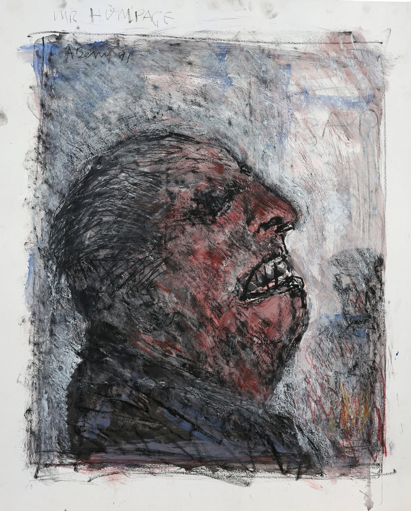 SOP007 Mr Humpage 1991 Original Mixed Media Painting by Arthur Berry
