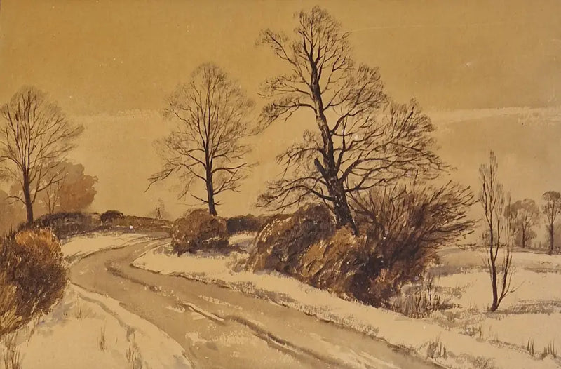 A Country Lane c1930s Watercolour by Harold Bennett Original Art from Barewall Art Gallery