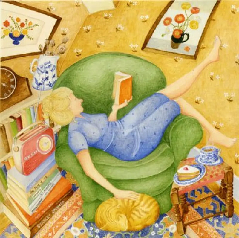 A Good Book Greeting Card by Lucy Howard A Good Book (detail) greeting card by Lucy Howard Cards from Barewall Art Gallery