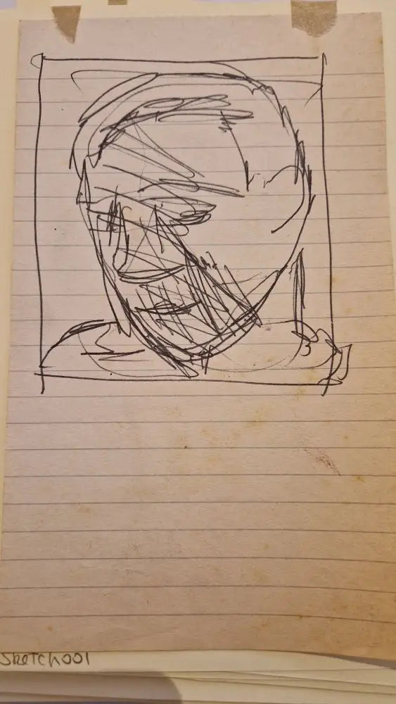 ABD001 Head Portrait Drawing found in the Studio Archive c1980s by Arthur Berry Original Art from Barewall Art Gallery