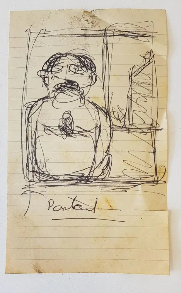 ABD002 Portrait Drawing found in the Studio Archive c1980s by Arthur Berry Original Art from Barewall Art Gallery