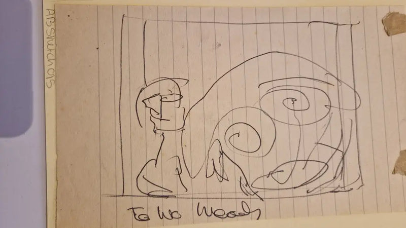 ABD015 Ta Wo Woods drawing c1980s found Arthur Berry Archive Original Art from Barewall Art Gallery