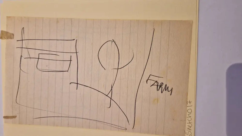 ABD017 Farm drawing c1980s found Arthur Berry Archive Original Art from Barewall Art Gallery