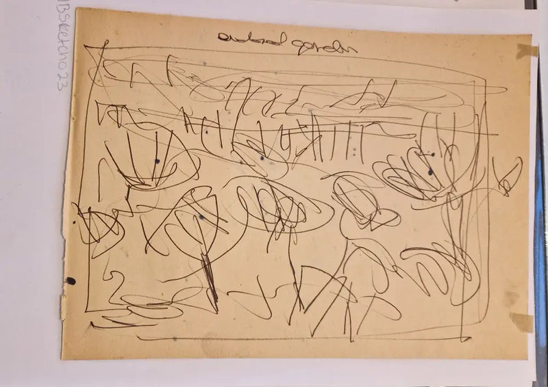 ABD023 Overloaded Garden drawing c1980s found Arthur Berry Archive Original Art from Barewall Art Gallery