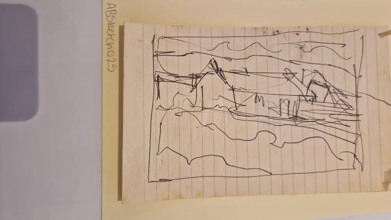 ABD025 Farm Building drawing c1980s found Arthur Berry Archive Original Art from Barewall Art Gallery