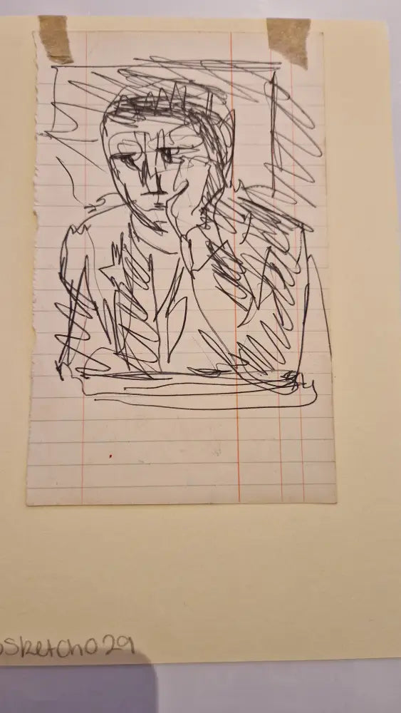 ABD029 Fed Up Man c1980s found Arthur Berry Archive Original Art from Barewall Art Gallery