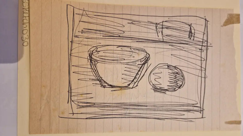 ABD030 Fruit and Bowl Still Life drawing c1980s found Arthur Berry Archive Original Art from Barewall Art Gallery